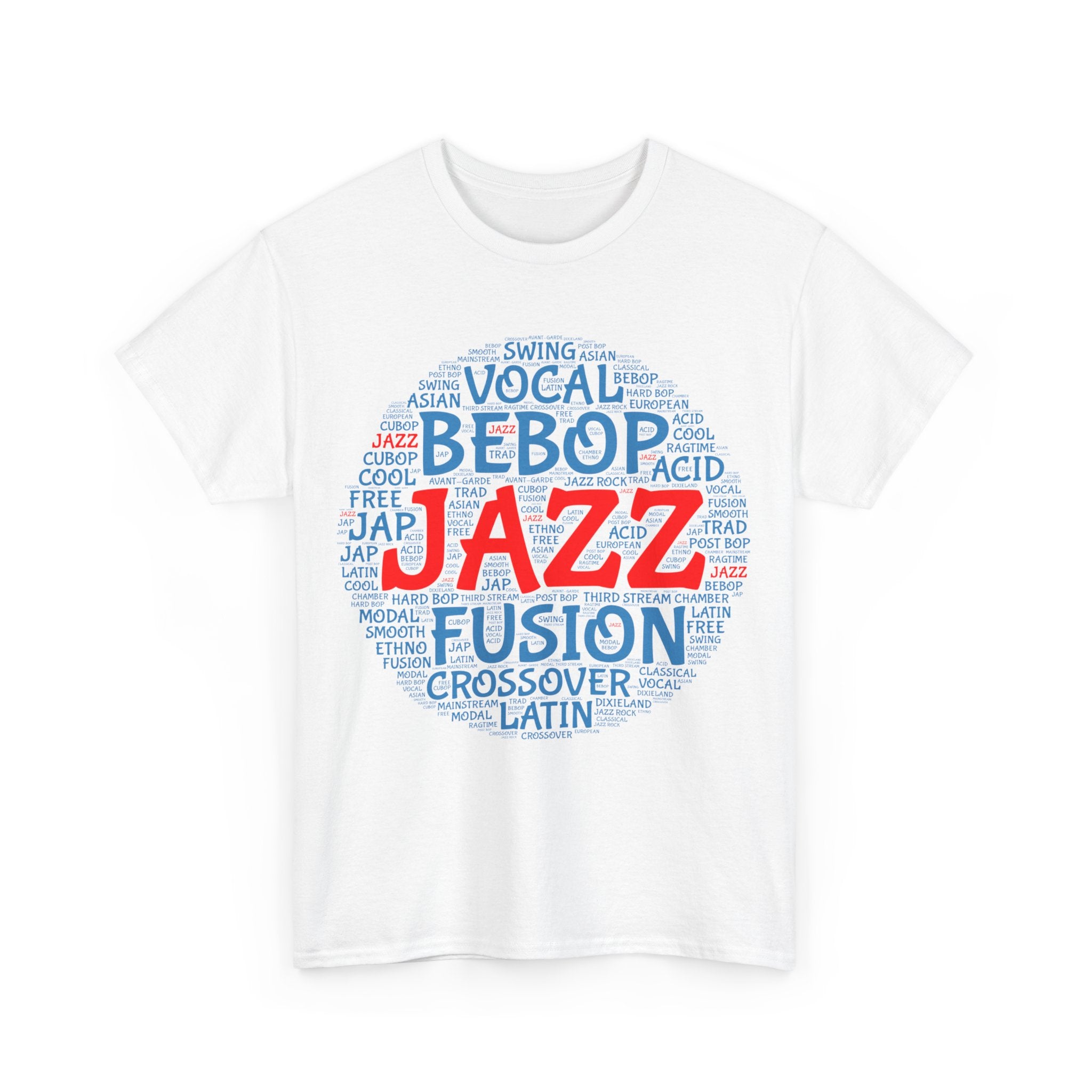 Graphic t-shirt design featuring a circle of word art with &