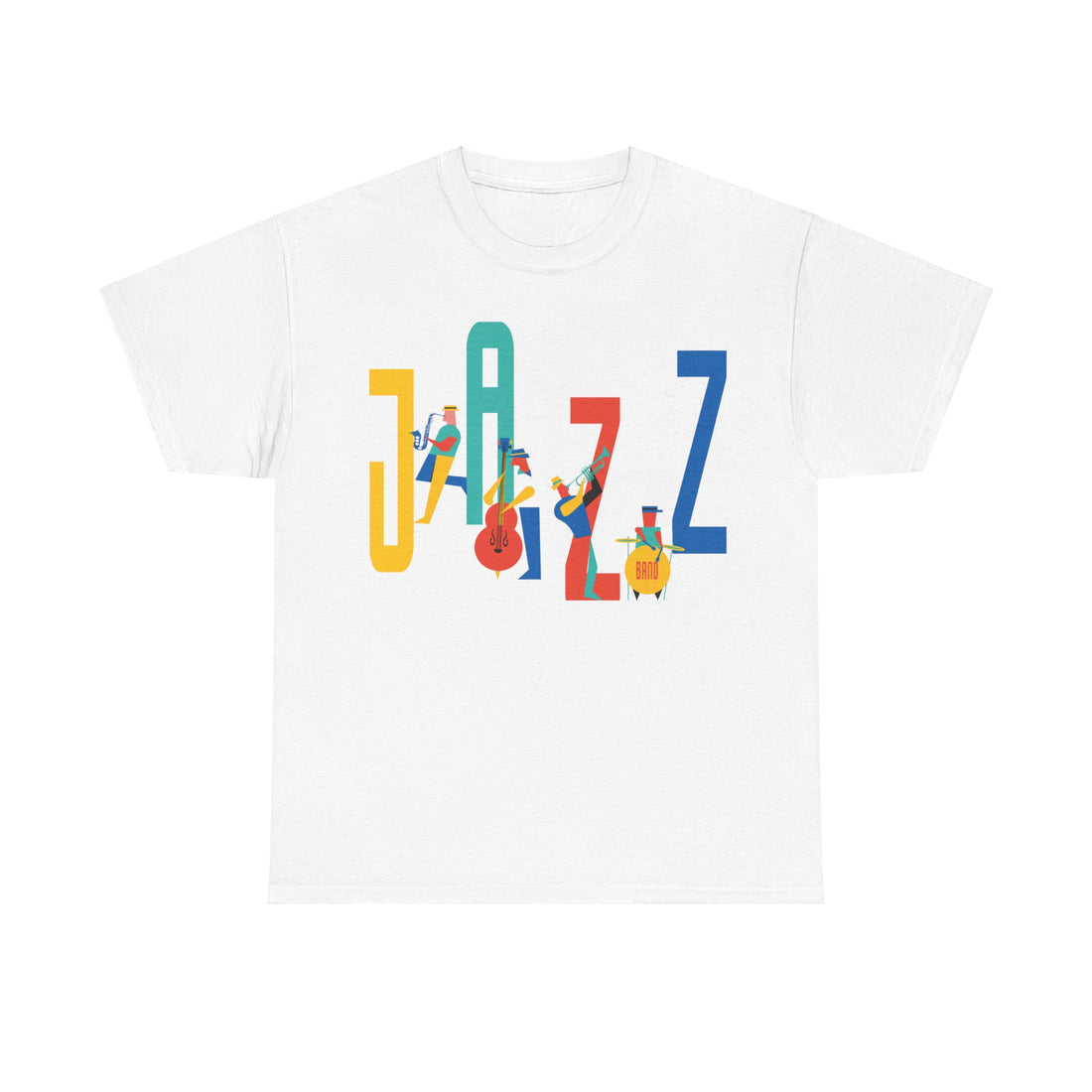 Multi colored Jazz t shirt with caricatured band members