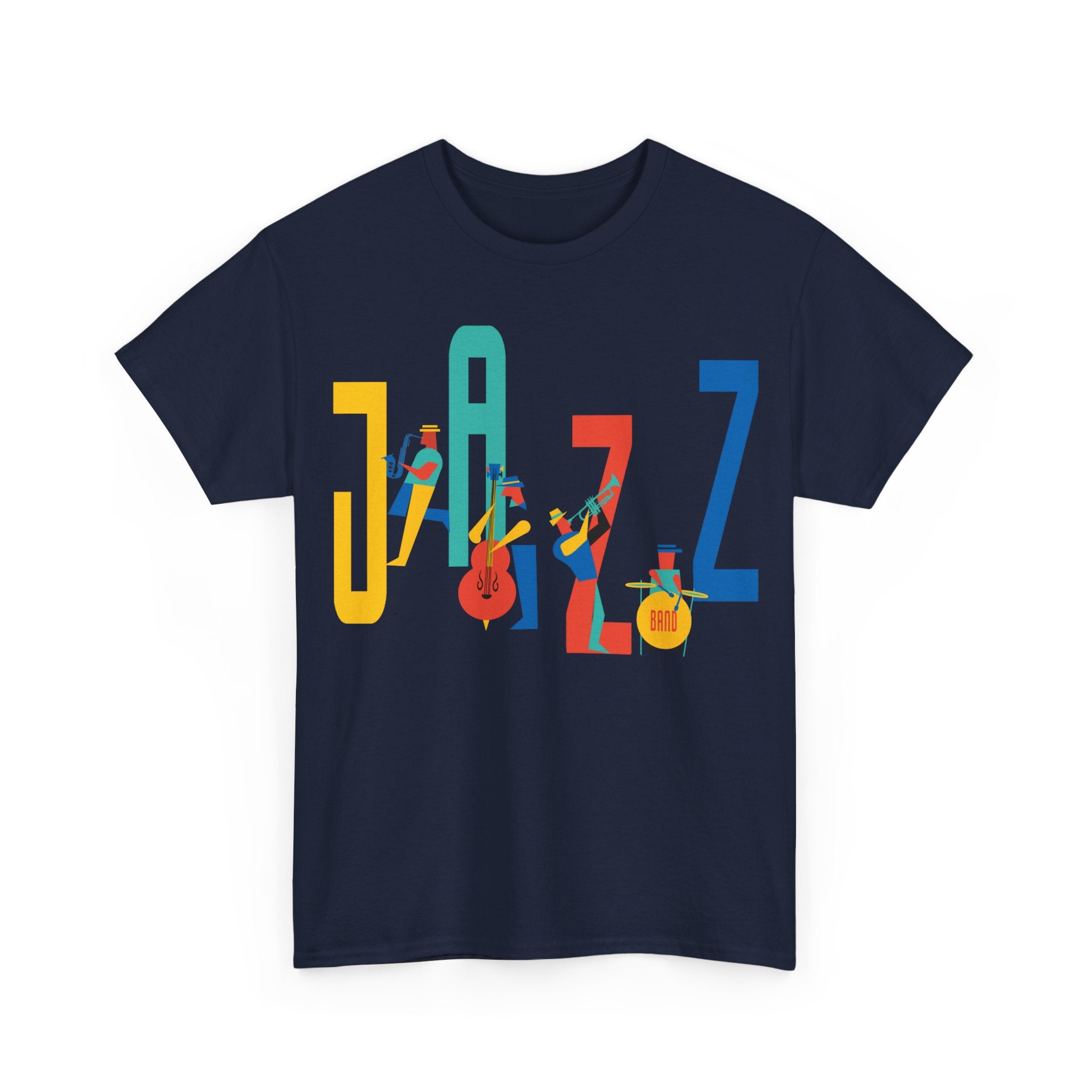 Multi colored Jazz t shirt with caricatured band members