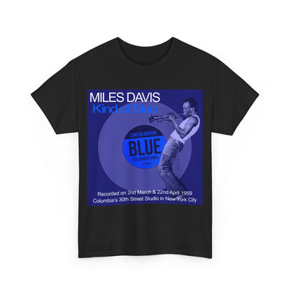 Miles Davis ‘Kind of Blue’ t shirt. The design emulating a vinyl album cover or concert poster.