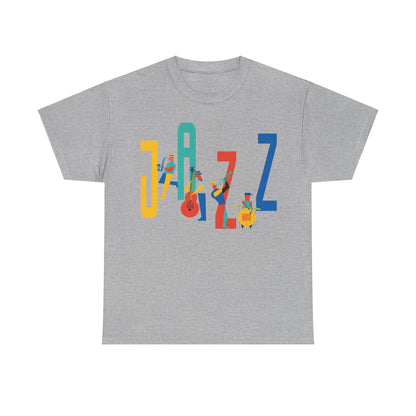 Multi colored Jazz t shirt with caricatured band members