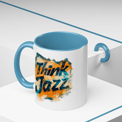 Think Jazz Blue Coffee Mug, Retro Jazz Music Mug, Abstract Color Jazz Mug, Jazz Lover Mug, Jazz Band Mug, Jazz Vintage Style Design Mug