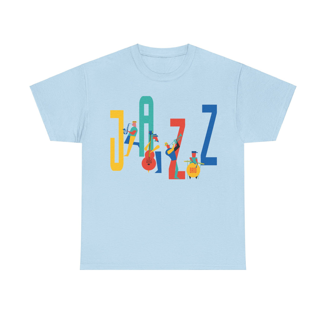 Multi colored Jazz t shirt with caricatured band members
