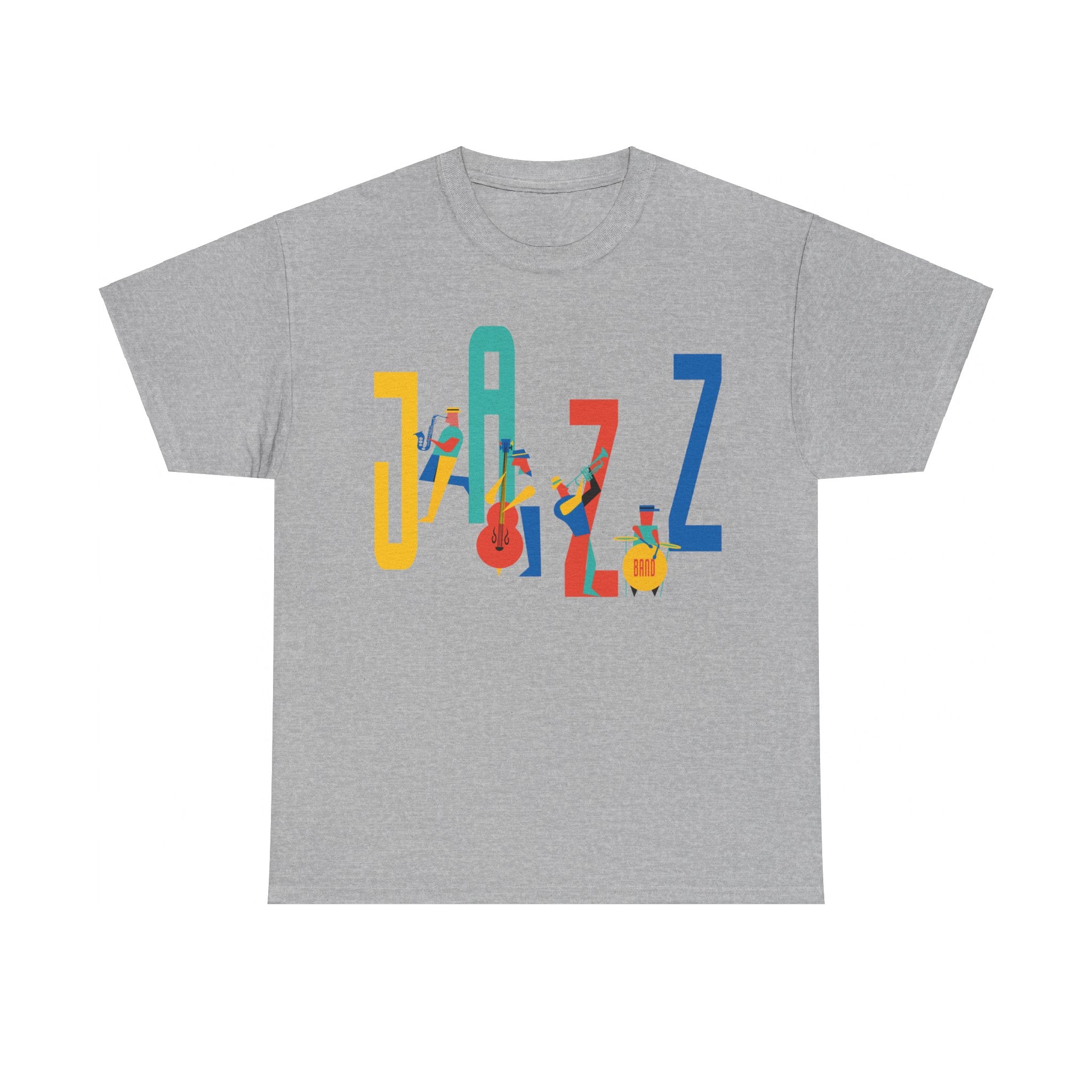 Multi colored Jazz t shirt with caricatured band members