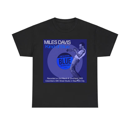 Miles Davis ‘Kind of Blue’ t shirt. The design emulating a vinyl album cover or concert poster.