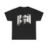 A black t shirt with a block photographic image of Chet Baker 