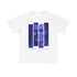 A black or white t shirt with a photographic image of Chet Baker in blue blocks with his name underneath