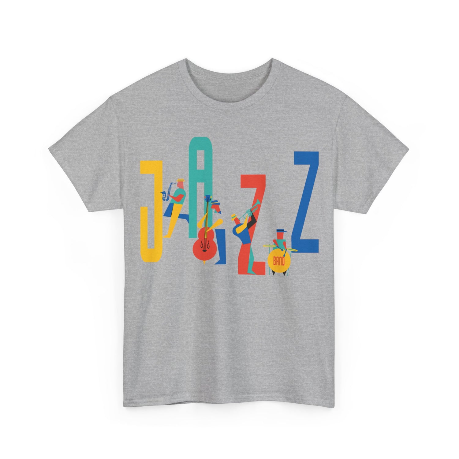 Multi colored Jazz t shirt with caricatured band members