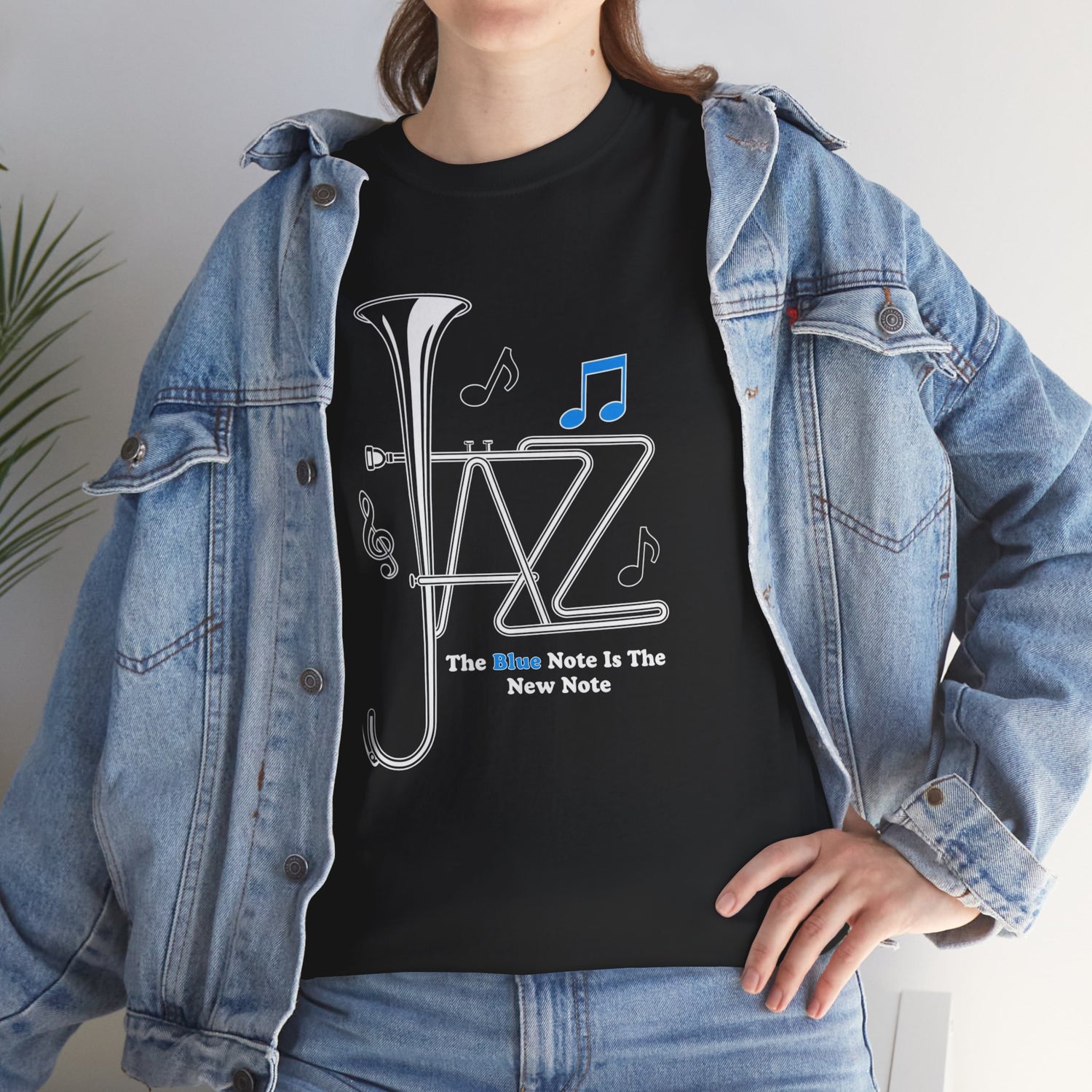 Close up of a jazz trumpet with musical notes t shirt