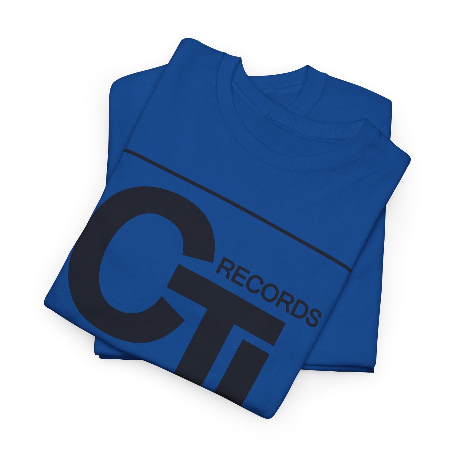 CTI Records Logo in black text on multi coloured t-shirts