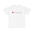 A white jazz inspired t shirt with a ‘Heartbeat Line’ design