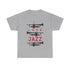 ‘I Love Jazz’ t shirt with big text and three trumpet silhouettes
