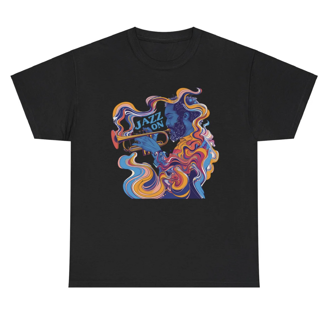 Black t-shirt with colourful &