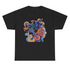 Black t-shirt with colourful &