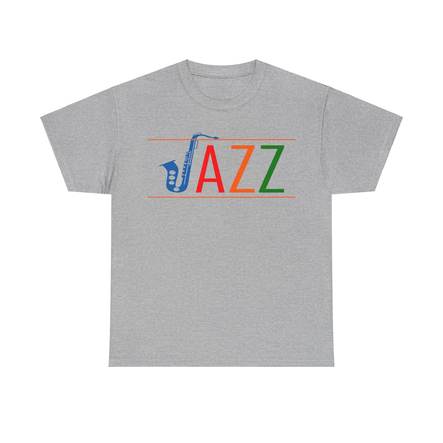 Jazz saxophone t shirt with multi coloured text