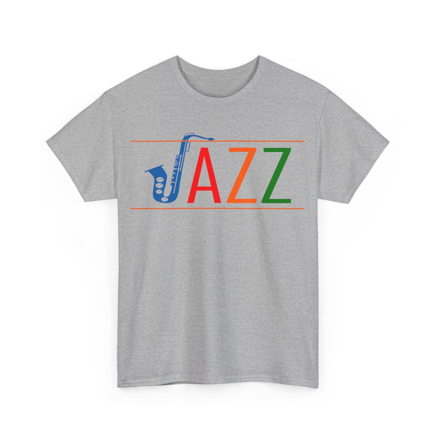 Jazz saxophone t shirt with multi coloured text