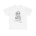 White Caister Soul Weekender t-shirt with black line art of a character on a white background
