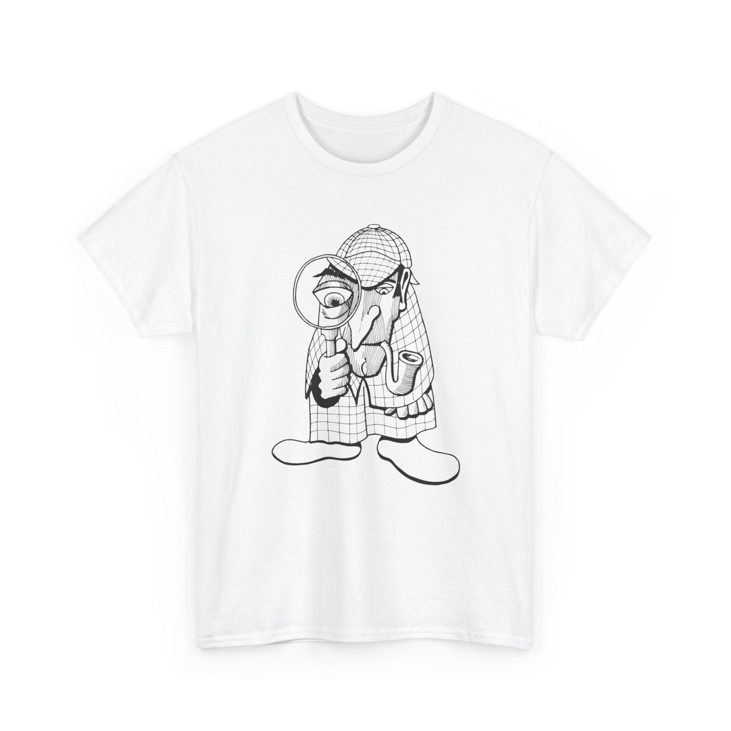 White Caister Soul Weekender t-shirt with black line art of a character on a white background