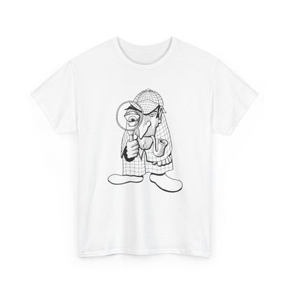White Caister Soul Weekender t-shirt with black line art of a character on a white background